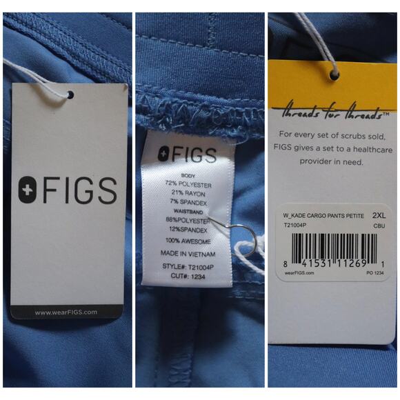 NWT Figs Women’s Kade Cargo Pants Size 2XL Petite T21004P - Picture 7 of 9